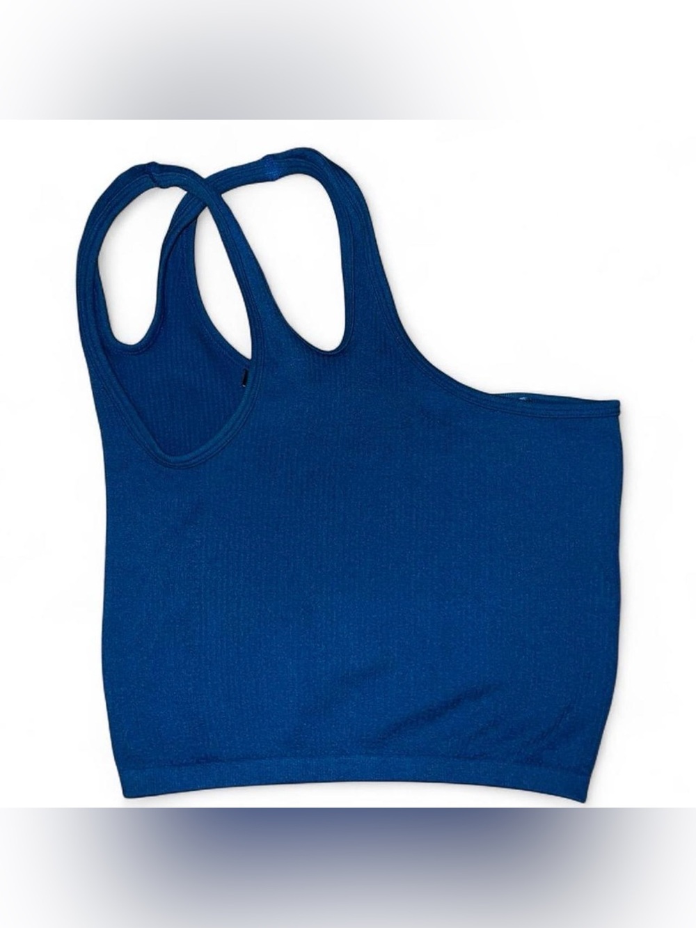 Zara Blue Ribbed One-Shoulder Tank Top XS